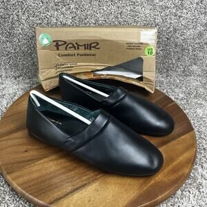Pamir SF729 Mens Premium Leather Slip-On Moccasins Size 10 Slippers Shoes Black
